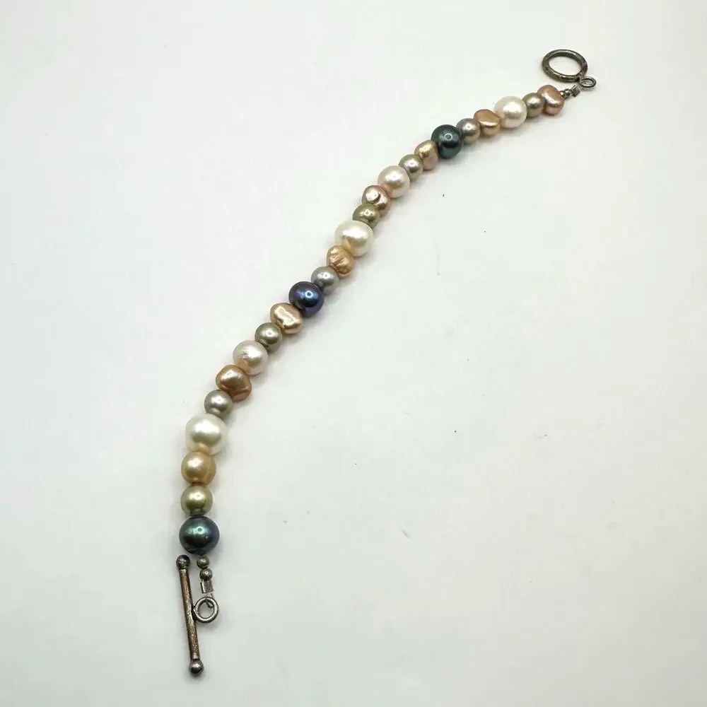 Freshwater Pearl Bracelet Neutral Cream Brown Tan Beaded Jewelry Coastal Cowgirl